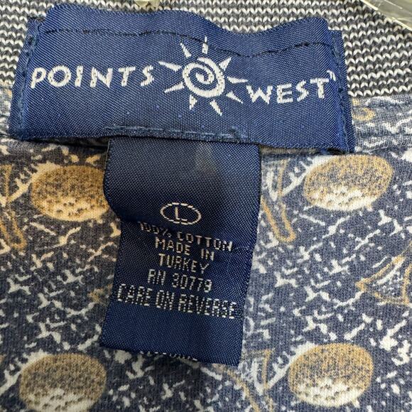 Points West Golf Polo Shirt L Made in Turkey Retro All Over Print - Picture 4 of 6